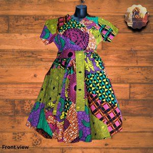 Vibrant Patchwork Ankara Wrap Dress - Unique & Trendy